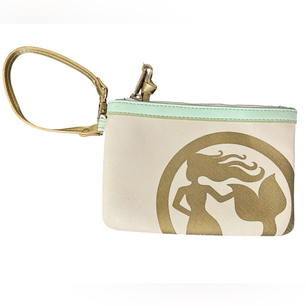 Spartina 449 Mermazing Mermaid Wristlet – Retired Gold & Mint Nautical Clutch